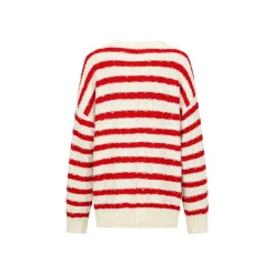 Alexia Sandra Striped Drop Shoulder Knit Sweater Red