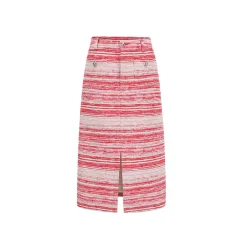 Alexia Sandra Striped Tweed Long Skirt Pink