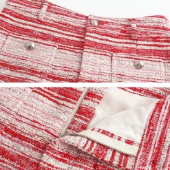 Alexia Sandra Striped Tweed Long Skirt Pink