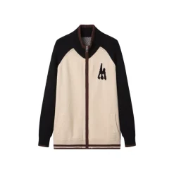 Andrea Martin Raglan Knitted Baseball Jacket Khaki