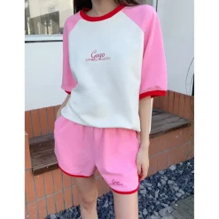 Andrea Martin Trim Track Cola Shorts Pink
