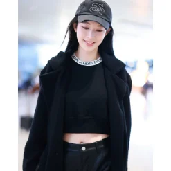 Ann Andelman Collar Logo Short Sweater Black