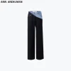 Ann Andelman Color Blocked Patchwork Denim Suit Pants