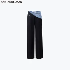 Ann Andelman Color Blocked Patchwork Denim Suit Pants