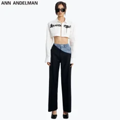 Ann Andelman Color Blocked Patchwork Denim Suit Pants