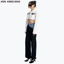 Ann Andelman Color Blocked Patchwork Denim Suit Pants