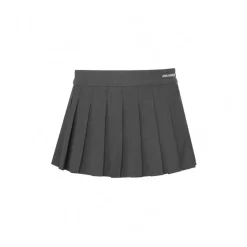 Ann Andelman Embroidery Logo Pleated Short Skirt Grey
