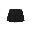 Ann Andelman Embroidery Logo Pleated Short Skirt Black