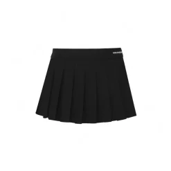 Ann Andelman Embroidery Logo Pleated Short Skirt Black