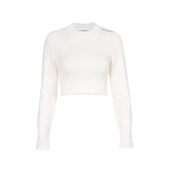 Ann Andelman Embroidery Logo Woolen Sweater White