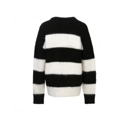 Ann Andelman Embroidery Logo Striped Knit Sweater