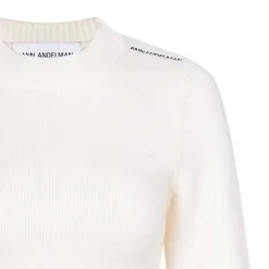 Ann Andelman Embroidery Logo Woolen Sweater White