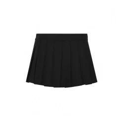 Ann Andelman Embroidery Logo Pleated Short Skirt Black