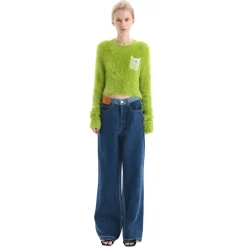 Ann Andelman Feather Yarn Sweater Green