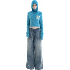 Ann Andelman Feather Yarn Sweater Blue