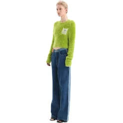 Ann Andelman Feather Yarn Sweater Green