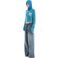 Ann Andelman Feather Yarn Sweater Blue