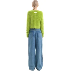 Ann Andelman Feather Yarn Sweater Green