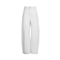 Ann Andelman High Waist Scimitar Wide-Leg Jeans White
