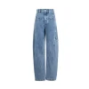 Ann Andelman High Waist Scimitar Wide-Leg Jeans Blue