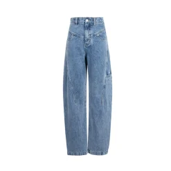 Ann Andelman High Waist Scimitar Wide-Leg Jeans Blue