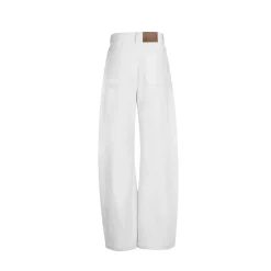 Ann Andelman High Waist Scimitar Wide-Leg Jeans White