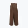 Ann Andelman Irregular Double Waist Casual Suit Pants Brown