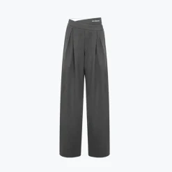 Ann Andelman Irregular Double Waist Casual Suit Pants Grey