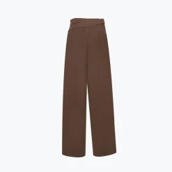 Ann Andelman Irregular Double Waist Casual Suit Pants Brown
