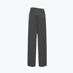 Ann Andelman Irregular Double Waist Casual Suit Pants Grey