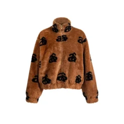 Ann Andelman Logo Faux Fur Jacket Brown