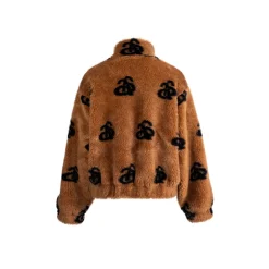 Ann Andelman Logo Faux Fur Jacket Brown