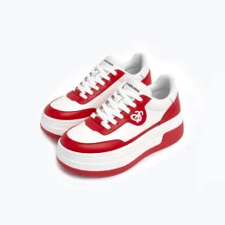 Ann Andelman Logo Heel Platform Sneaker Red