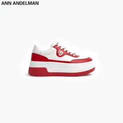 Ann Andelman Logo Heel Platform Sneaker Red
