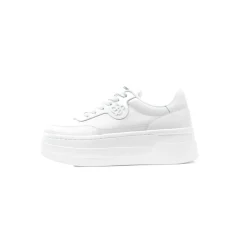 Ann Andelman Logo Heel Platform Sneaker All White