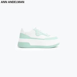 Ann Andelman Logo Heel Platform Sneaker Mint Green