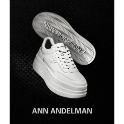 Ann Andelman Logo Heel Platform Sneaker All White