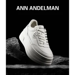 Ann Andelman Logo Heel Platform Sneaker All White