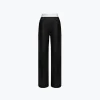 Ann Andelman Logo Waist Matte Leather Pants Black