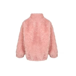 Ann Andelman Oversized Woolen Fleece Coat Pink