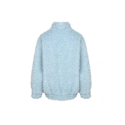 Ann Andelman Oversized Woolen Fleece Coat Blue