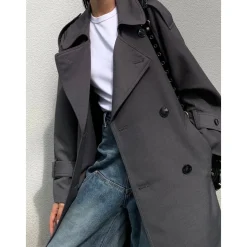 Ann Andelman Trench Long Coat Grey