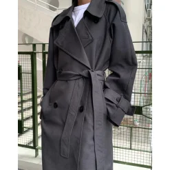 Ann Andelman Trench Long Coat Grey