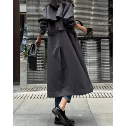 Ann Andelman Trench Long Coat Grey