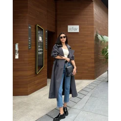 Ann Andelman Trench Long Coat Grey