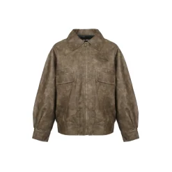 Ann Andelman Vintage Distressed Leather Jacket Dark Brown
