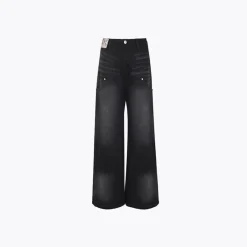 Ann Andelman Wide-Leg Denim Pants Washed Black