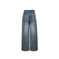 Ann Andelman Wide-Leg Denim Pants Washed Blue
