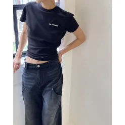 Ann Andelman Wide-Leg Denim Pants Washed Black
