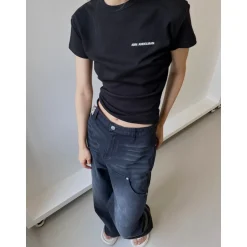 Ann Andelman Wide-Leg Denim Pants Washed Black
